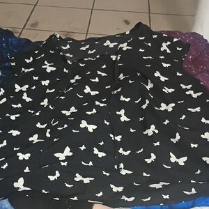 Black with White Butterfly Print Sleeveless Shirt